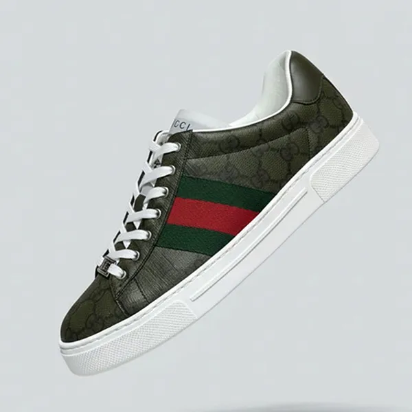 Giày Sneaker Nam Gucci Ace GG Green 760775 FAELM 3351 Màu Xanh Rêu Size 39