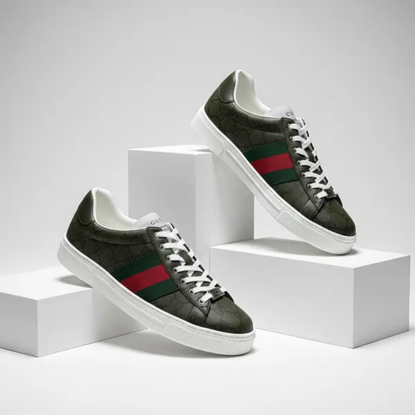 Giày Sneaker Nam Gucci Ace GG Green 760775 FAELM 3351 Màu Xanh Rêu Size 39