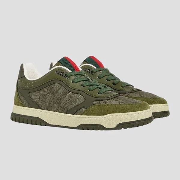 Giày Sneaker Nam Gucci Sport Re-Web In Dark Green 831661 AAEX3 3343 Màu Xanh Rêu Size 5