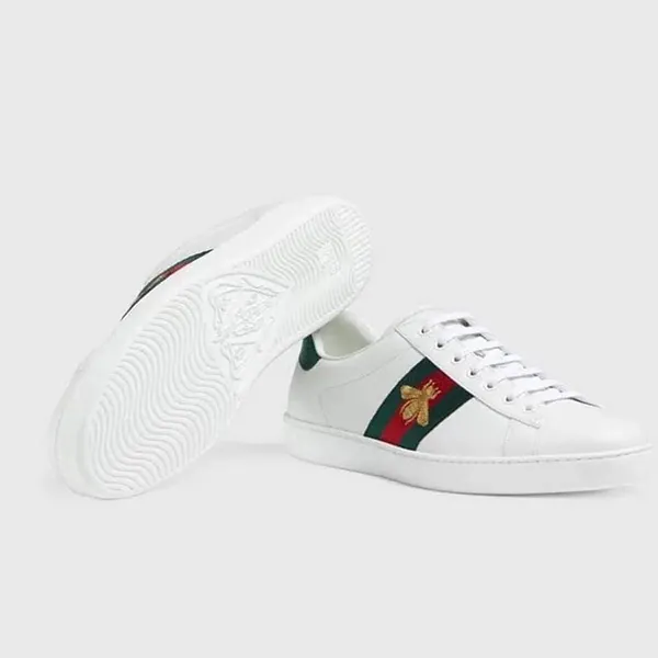 Giày Thể Thao Nam Gucci Ace Embroidered Sneaker White Leather With Bee Màu Trắng Size 5.5