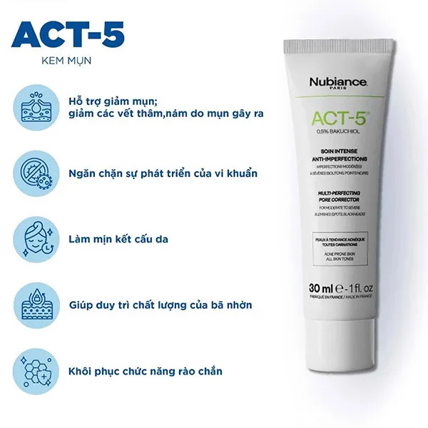 Kem Hỗ Trợ Giảm Mụn Và Nám Nubiance Pore Corrector (Anti Acne) ACT-5 30ml