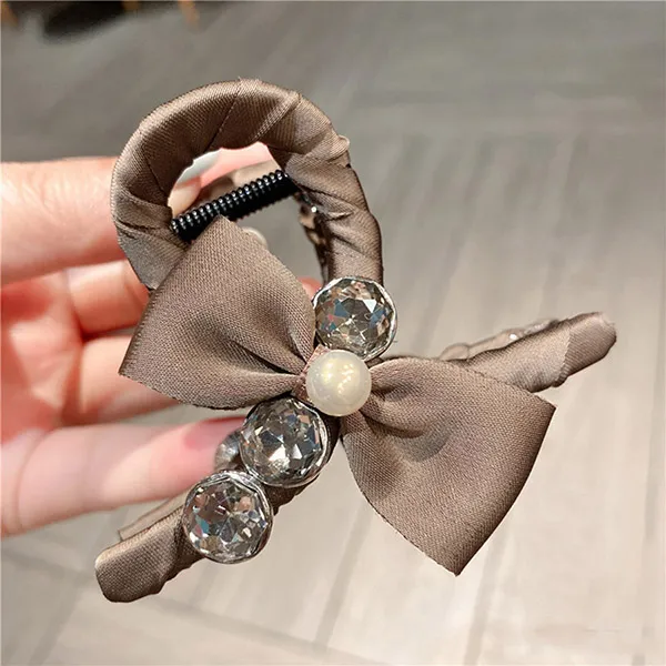 Kẹp Tóc Meri Lady Fabric Bow HC220-X Màu Be Nâu