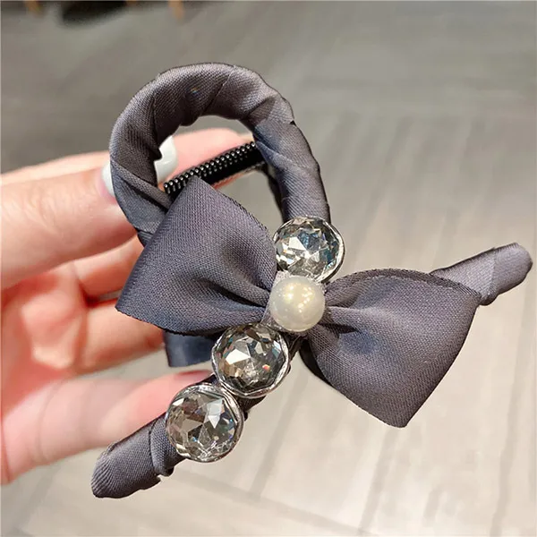 Kẹp Tóc Meri Lady Fabric Bow HC220-N Màu Xám