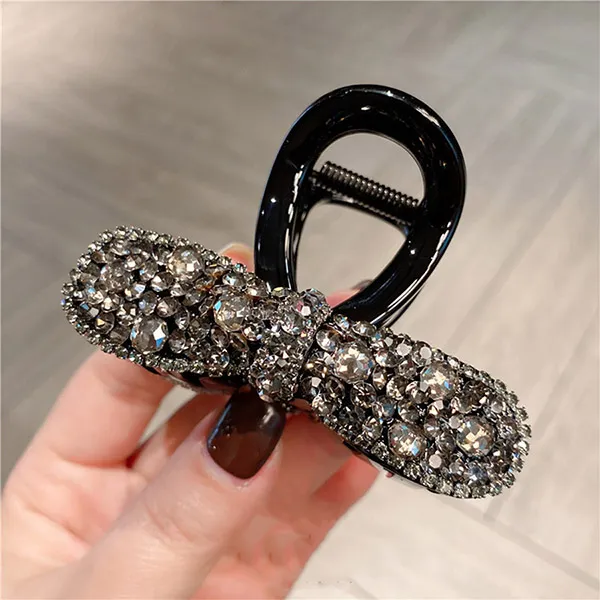 Kẹp Tóc Nữ Meri Crystal Bow HC215-Đ Màu Đen