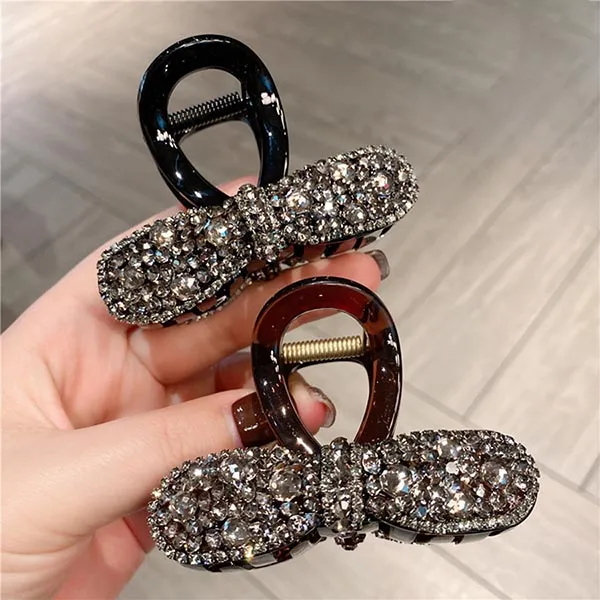 Kẹp Tóc Nữ Meri Crystal Bow HC215-N Màu Nâu