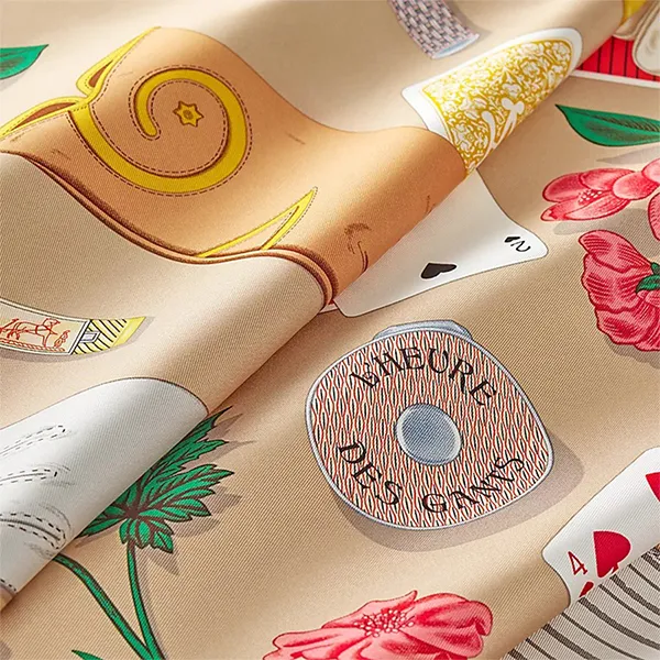 Khăn Nữ Hermès L'Heure Des Gants Scarf 90 Golden Beige /Coral /Honey Màu Nâu