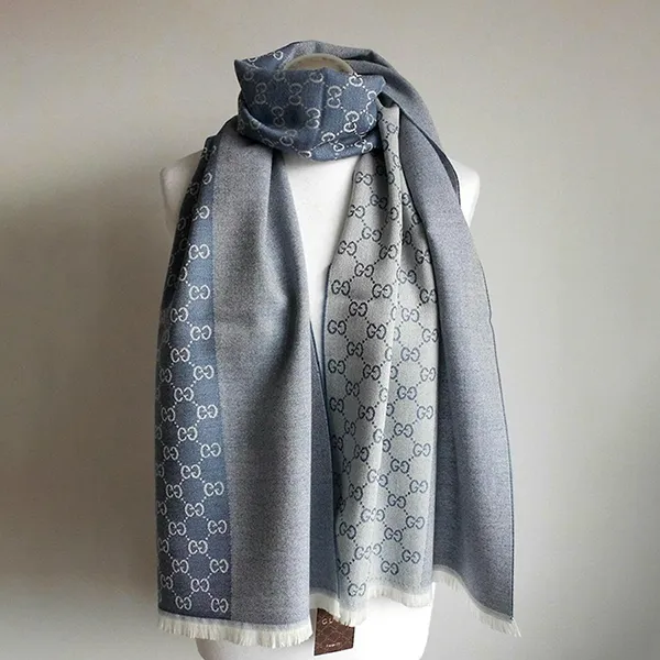 Khăn Quàng Cổ Gucci Luxury Scarf Wool Scarf Shawl Light Blue Màu Xanh