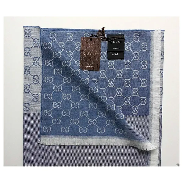 Khăn Quàng Cổ Gucci Luxury Scarf Wool Scarf Shawl Light Blue Màu Xanh