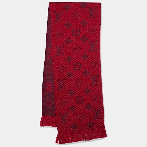 Khăn Quàng Cổ Nữ Louis Vuitton LV Red Wool & Silk Logomania Scarf Màu Đỏ