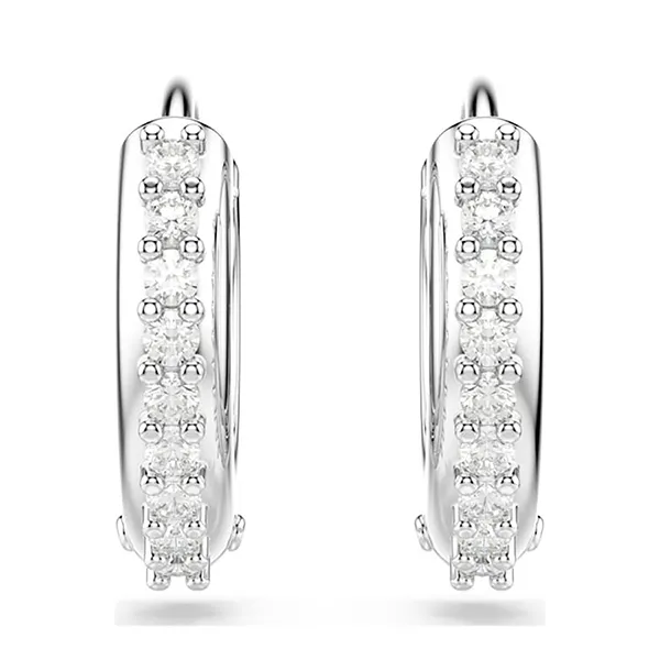 Khuyên Tai Nữ Swarovski Matrix Hoop Earrings Round Cut, White, Rhodium Plated 5690670 Màu Bạc