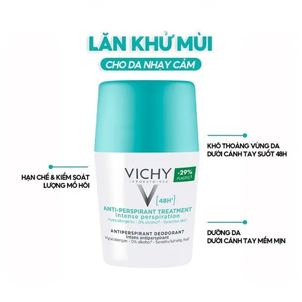 Lăn Khử Mùi Vichy Traitement Anti-Transpirant 48H Deodorant Stick 50ml