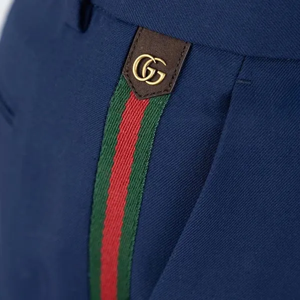 Quần Dài Nam Gucci Wool Mohair Pant 698813 Z8A18 4020 Màu Xanh Blue Size 44