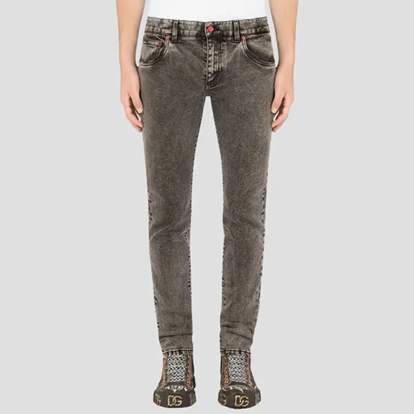 Quần Jean Nam Dolce & Gabbana D&G Metal Plate & Patch Skinny In Gray - GY07LD G8ER9 S9001 Màu Xám Size 44