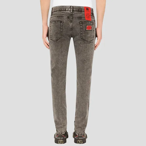 Quần Jean Nam Dolce & Gabbana D&G Metal Plate & Patch Skinny In Gray - GY07LD G8ER9 S9001 Màu Xám Size 44
