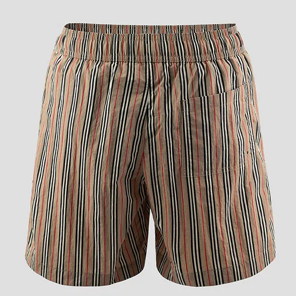 Quần Bơi Nam Burberry Striped Check Print Swim Short 8112094 Màu Be Nâu Size S