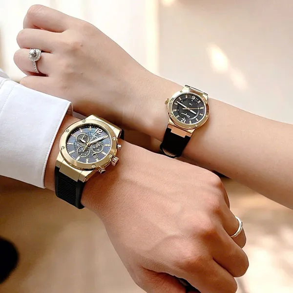 Set Đồng Hồ Unisex Salvatore Ferragamo F80 Diamond Màu Vàng Gold