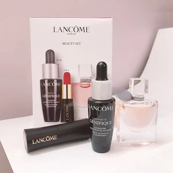 Set Lancôme Beauty Mini 3 Món (Nước Hoa La Vie Est Belle 4ml+ Serum 10ml + Son 505 Đỏ Cam)