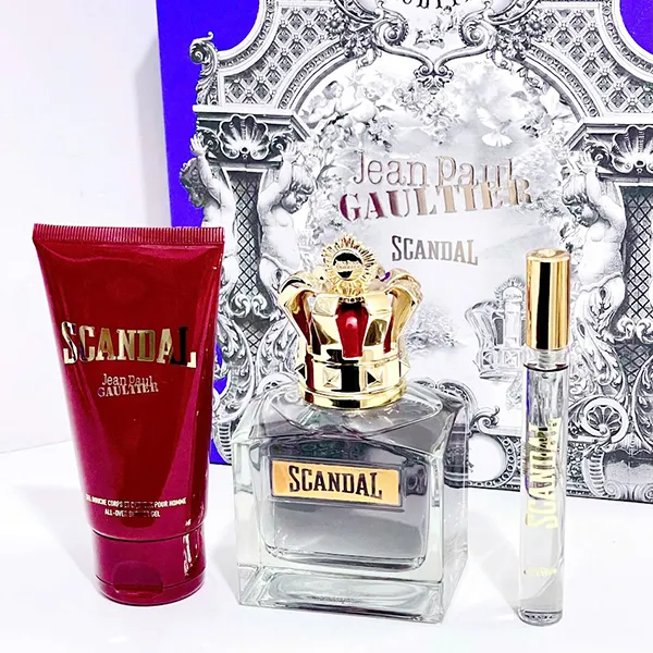 Set Nước Hoa Nam Jean Paul Gaultier Scandal Pour Homme (EDT 100ml + Mini 10ml + Shower Gel 75ml) 3 Món