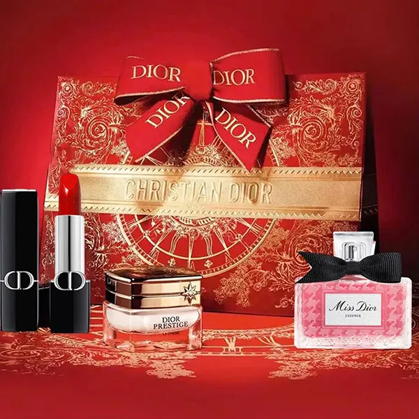 Set Nước Hoa Nữ Miss Dior Essence De Parfum 5ml + Kem Dưỡng Prestige La 5ml + Son Rouge 999 Satin Mini (4 Món)