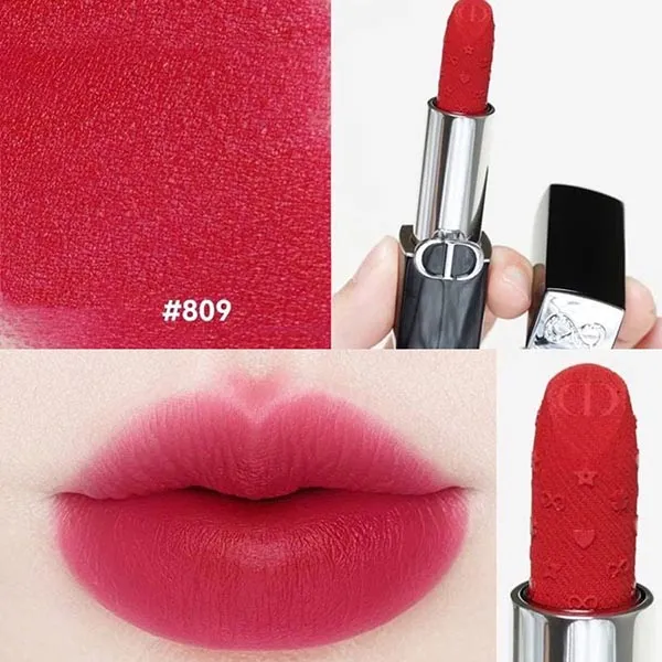 Son Dior Rouge Dior Couture Lip Velvet Limited Edition New Years 2026 809 Red Forever Màu Hồng Đỏ