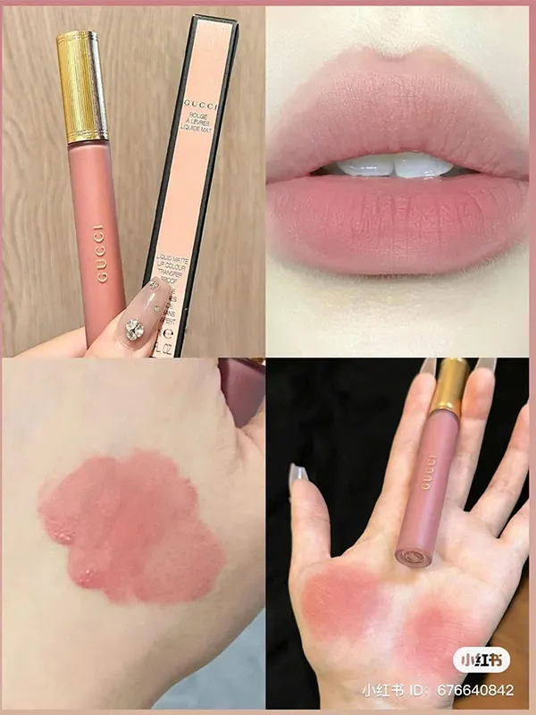 Son Kem Gucci Rouge À Lèvres Liquid Matte 114 Grace Cinnamon Màu Hồng Nâu
