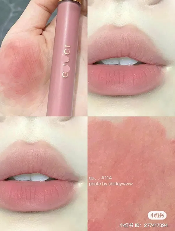 Son Kem Gucci Rouge À Lèvres Liquid Matte 114 Grace Cinnamon Màu Hồng Nâu