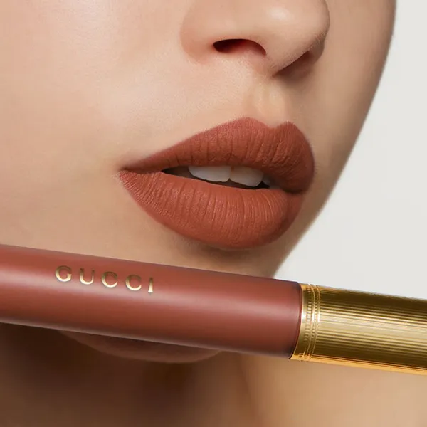 Son Kem Gucci Rouge À Lèvres Liquide Mat Lipstick 308 Lucy Dark Orange Màu Cam Đậm