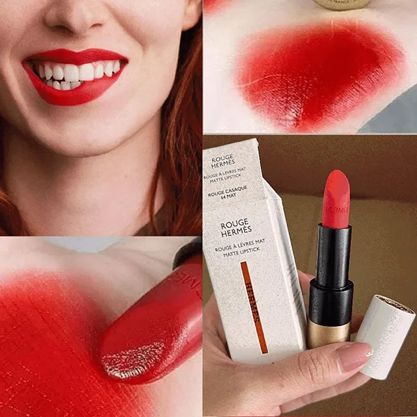 Son Rouge Hermès Rouge À Lèvres Matte Màu 64 Rouge Casaque Đỏ Tươi