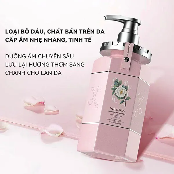 Sữa Tắm Trắng Da Hoa Trà Weilaiya Niacinamide Shower Gel 450ml