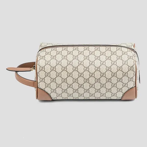 Túi Cầm Tay Nam Gucci Emblem Medium Toiletry Beige Brown 821163 FADE0 9786 Màu Be
