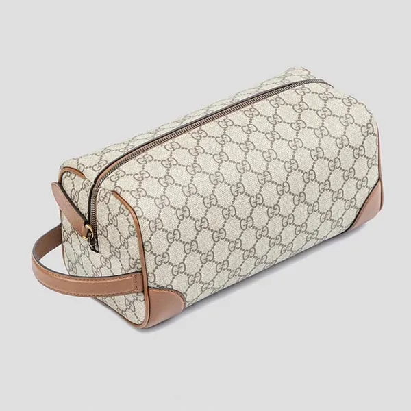 Túi Cầm Tay Nam Gucci Emblem Medium Toiletry Beige Brown 821163 FADE0 9786 Màu Be