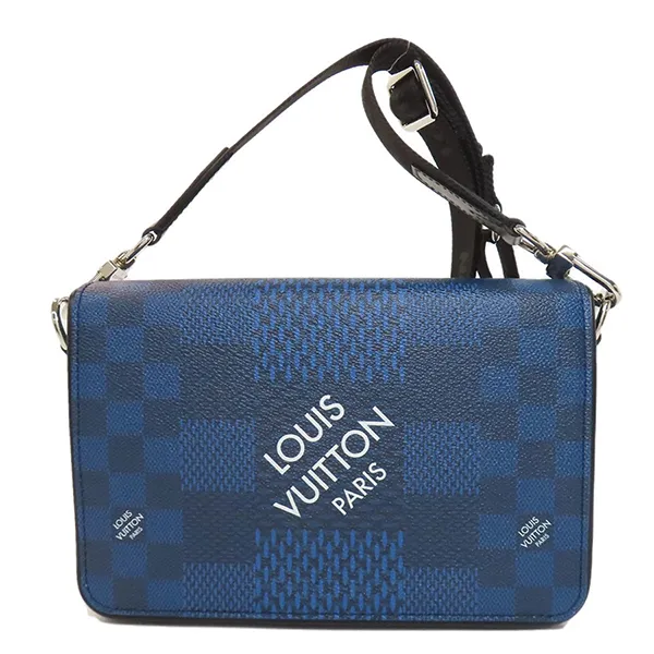 Túi Đeo Chéo Nam Louis Vuitton LV N50026 Studio 3D Shoulder Bag Damier Màu Xanh Blue