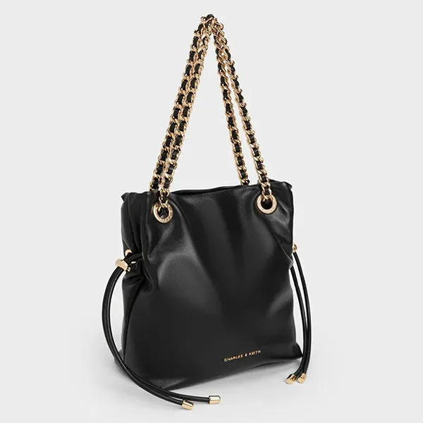 Túi Đeo Chéo Nữ Charles & Keith CNK Arya Braided-Strap Double-Handle Crossbody Bag CK2-80151536 Black Màu Đen
