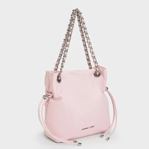 Túi Đeo Chéo Nữ Charles & Keith CNK Arya Braided-Strap Double-Handle Crossbody Bag CK2-80151536 Cotton Candy Pink Màu Hồng