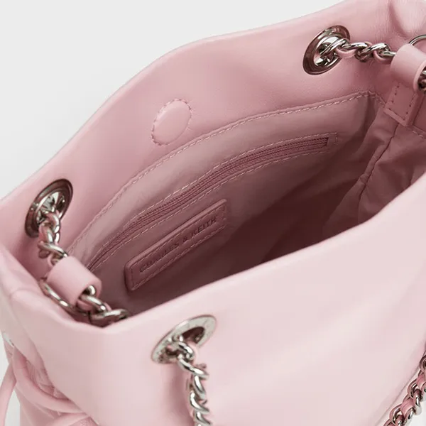 Túi Đeo Chéo Nữ Charles & Keith CNK Arya Braided-Strap Double-Handle Crossbody Bag CK2-80151536 Cotton Candy Pink Màu Hồng