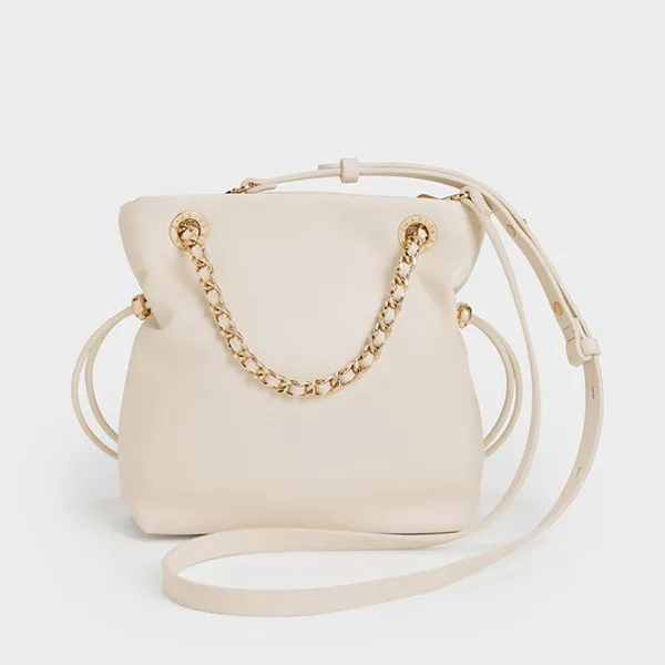 Túi Đeo Chéo Nữ Charles & Keith CNK Arya Braided-Strap Double-Handle Crossbody Bag CK2-80151536 Cream Màu Trắng Kem