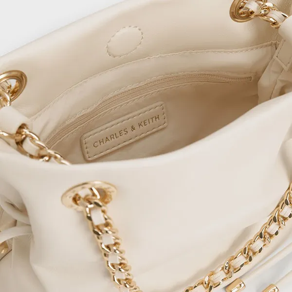 Túi Đeo Chéo Nữ Charles & Keith CNK Arya Braided-Strap Double-Handle Crossbody Bag CK2-80151536 Cream Màu Trắng Kem