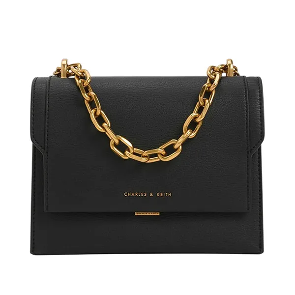 Túi Đeo Chéo Nữ Charles & Keith CNK Brennan Chain Handle Crossbody Bag CK2-80701349 Black Màu Đen