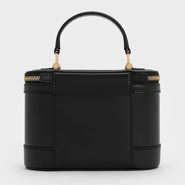 Túi Đeo Chéo Nữ Charles & Keith CNK Enola Top Handle Vanity Bag CK2-80701625 Black Màu Đen