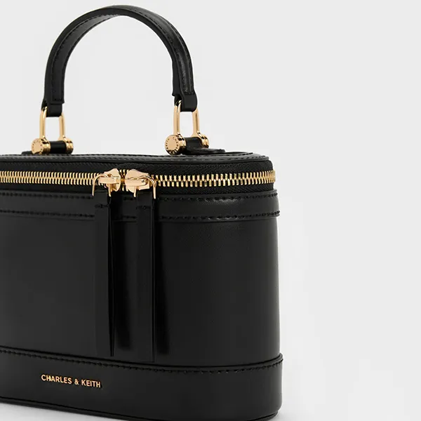 Túi Đeo Chéo Nữ Charles & Keith CNK Enola Top Handle Vanity Bag CK2-80701625 Black Màu Đen