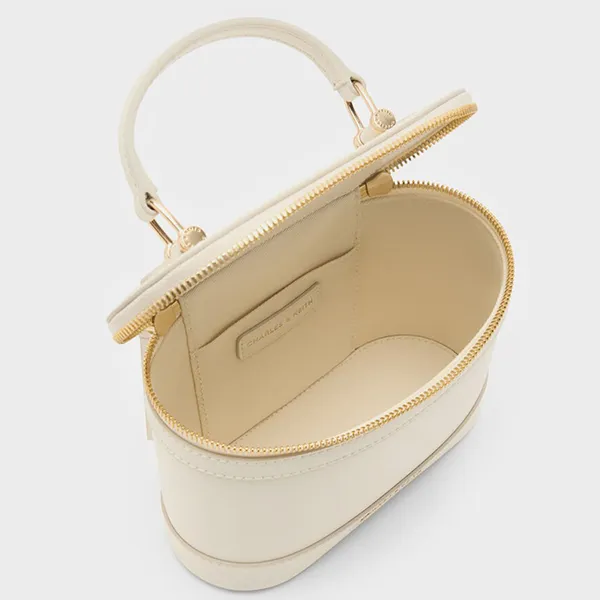 Túi Đeo Chéo Nữ Charles & Keith CNK Enola Top Handle Vanity Bag CK2-80701625 Cream Màu Trắng