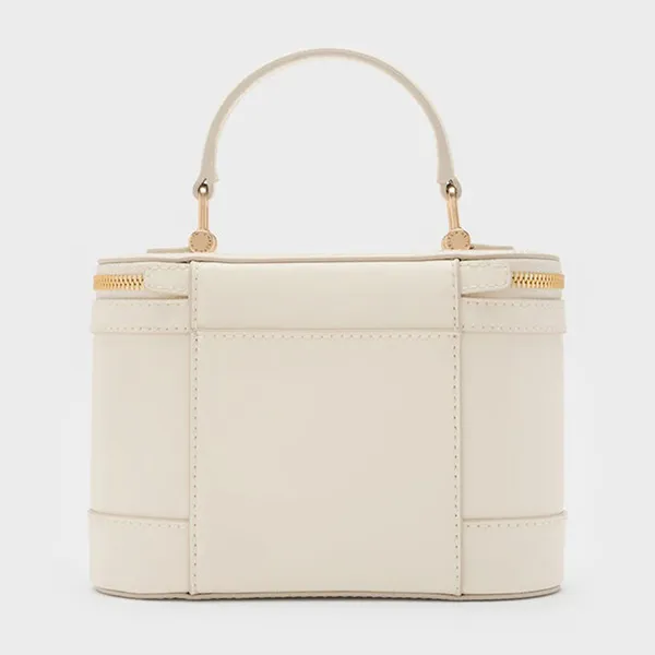 Túi Đeo Chéo Nữ Charles & Keith CNK Enola Top Handle Vanity Bag CK2-80701625 Cream Màu Trắng