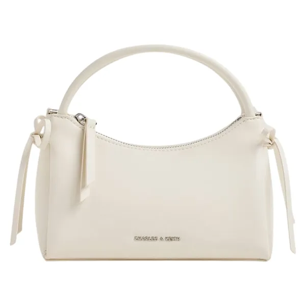 Túi Đeo Chéo Nữ Charles & Keith CNK Hazel Bow Top Handle Bag - Cream CK2-30160255 Màu Trắng Kem
