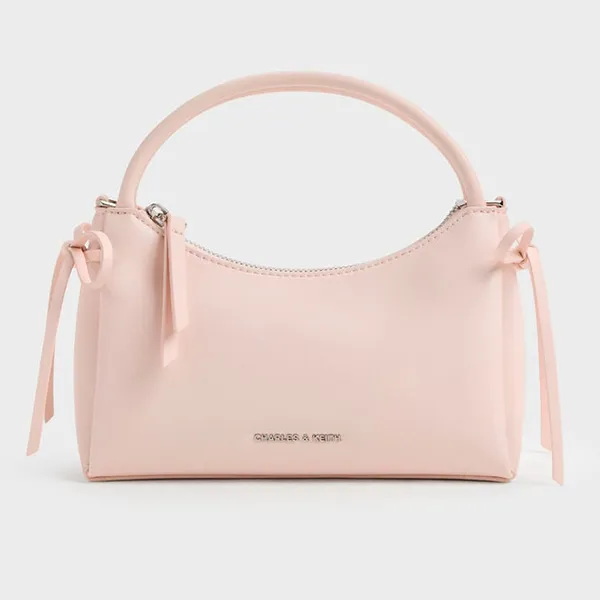 Túi Đeo Chéo Nữ Charles & Keith CNK Hazel Bow Top Handle Bag - Soft Pink CK2-30160255 Màu Hồng
