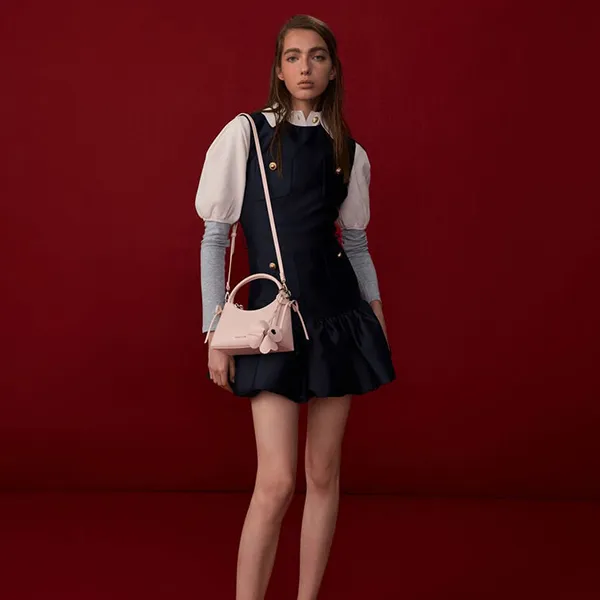 Túi Đeo Chéo Nữ Charles & Keith CNK Hazel Bow Top Handle Bag - Soft Pink CK2-30160255 Màu Hồng