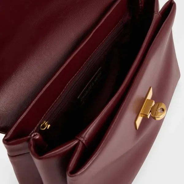 Túi Đeo Chéo Nữ Charles & Keith CNK Kerry Chain-Handle Crossbody Bag CK2-80782515 Mulberry Plum Màu Mận