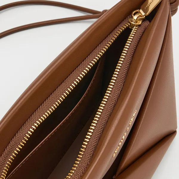 Túi Đeo Chéo Nữ Charles & Keith CNK Midori Geometric Crossbody Bag CK2-80782276 Chocolate Màu Nâu