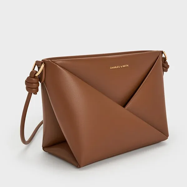 Túi Đeo Chéo Nữ Charles & Keith CNK Midori Geometric Crossbody Bag CK2-80782276 Chocolate Màu Nâu