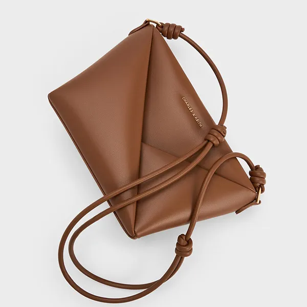 Túi Đeo Chéo Nữ Charles & Keith CNK Midori Geometric Crossbody Bag CK2-80782276 Chocolate Màu Nâu