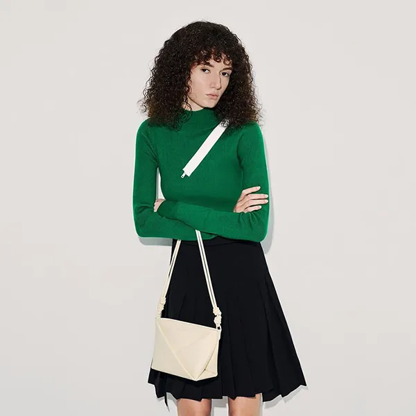 Túi Đeo Chéo Nữ Charles & Keith CNK Midori Geometric Crossbody Bag CK2-80782276 Cream Màu Trắng Kem